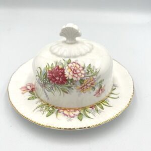 Paragon Floral Bone China Butter Dish w Dome England Vintage Tea Table Pink